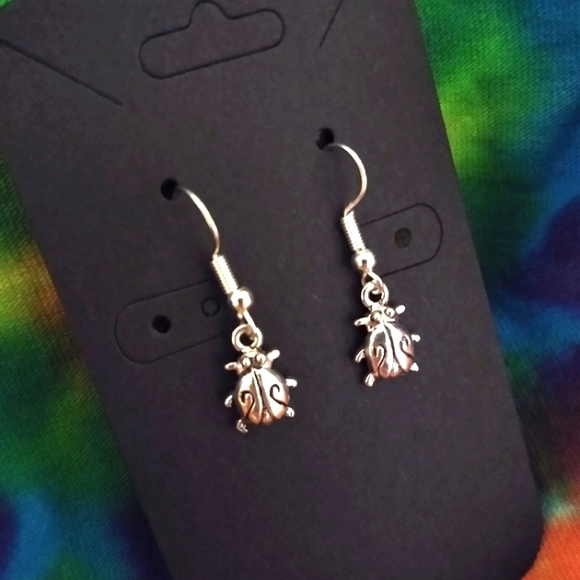 Tiny Beetle 🐞 Bug Charm Earrings Handcrafted - Picture 1 of 2